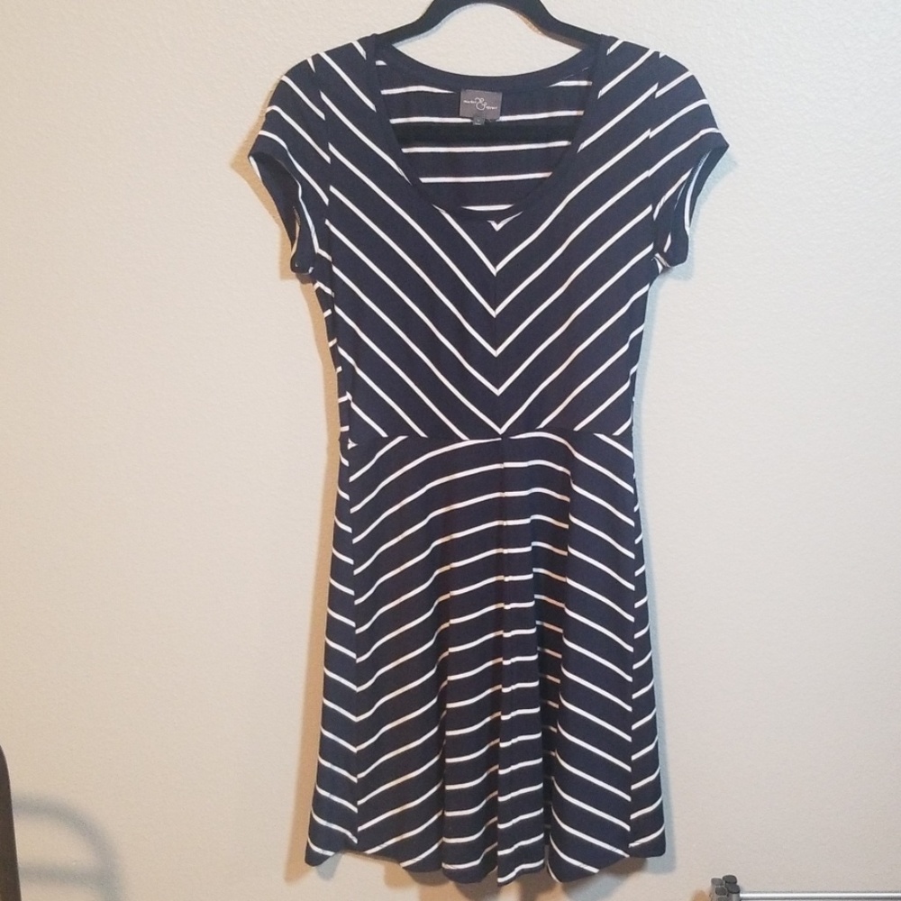 Market & Spruce Stripped Navy Blue Dress S